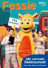 Fessie und Kinder mit Elektroschrott am FES Wertstoffhof auf Magazincover
